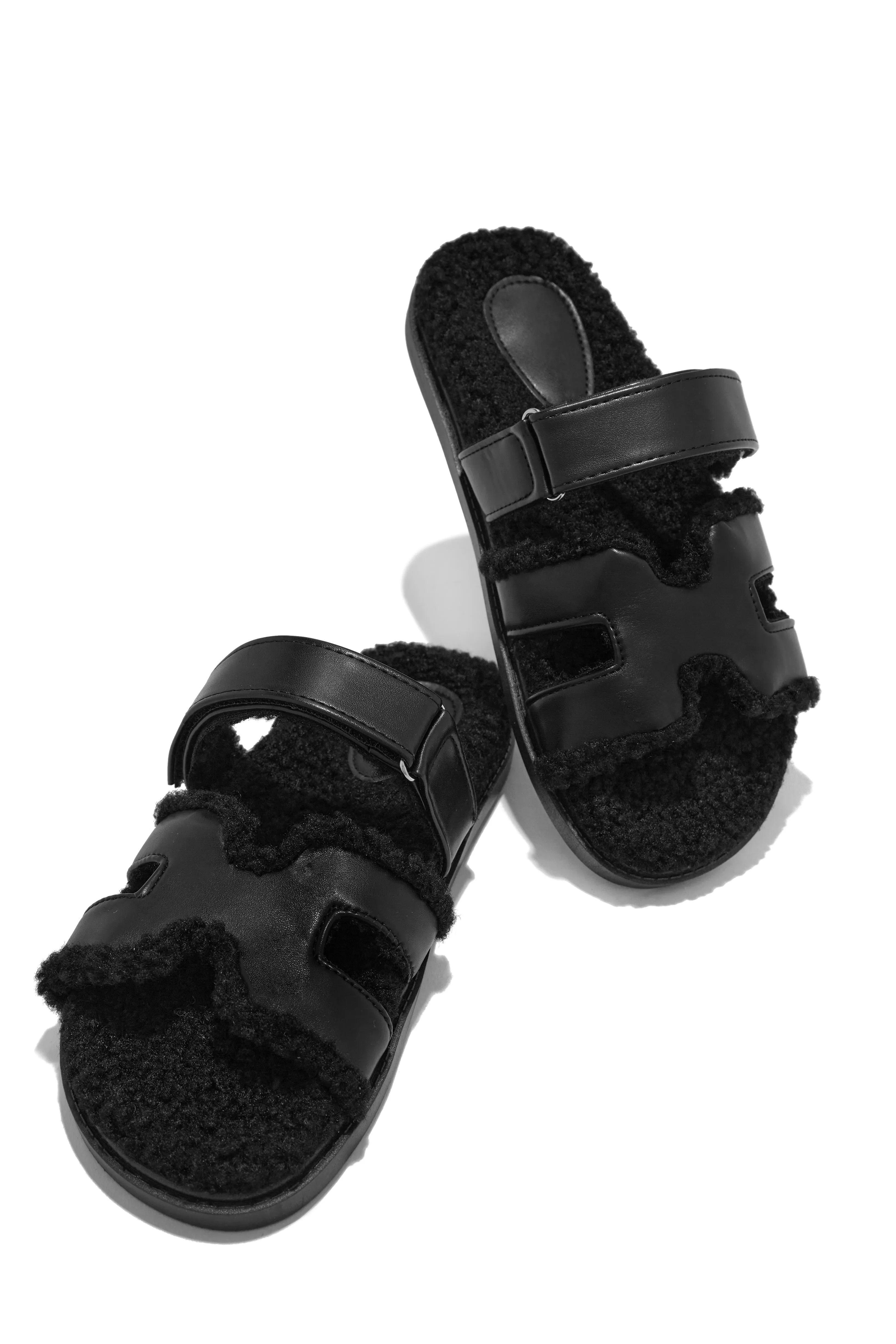 Bailey Faux Sherpa Slip On Sandals - Chestnut