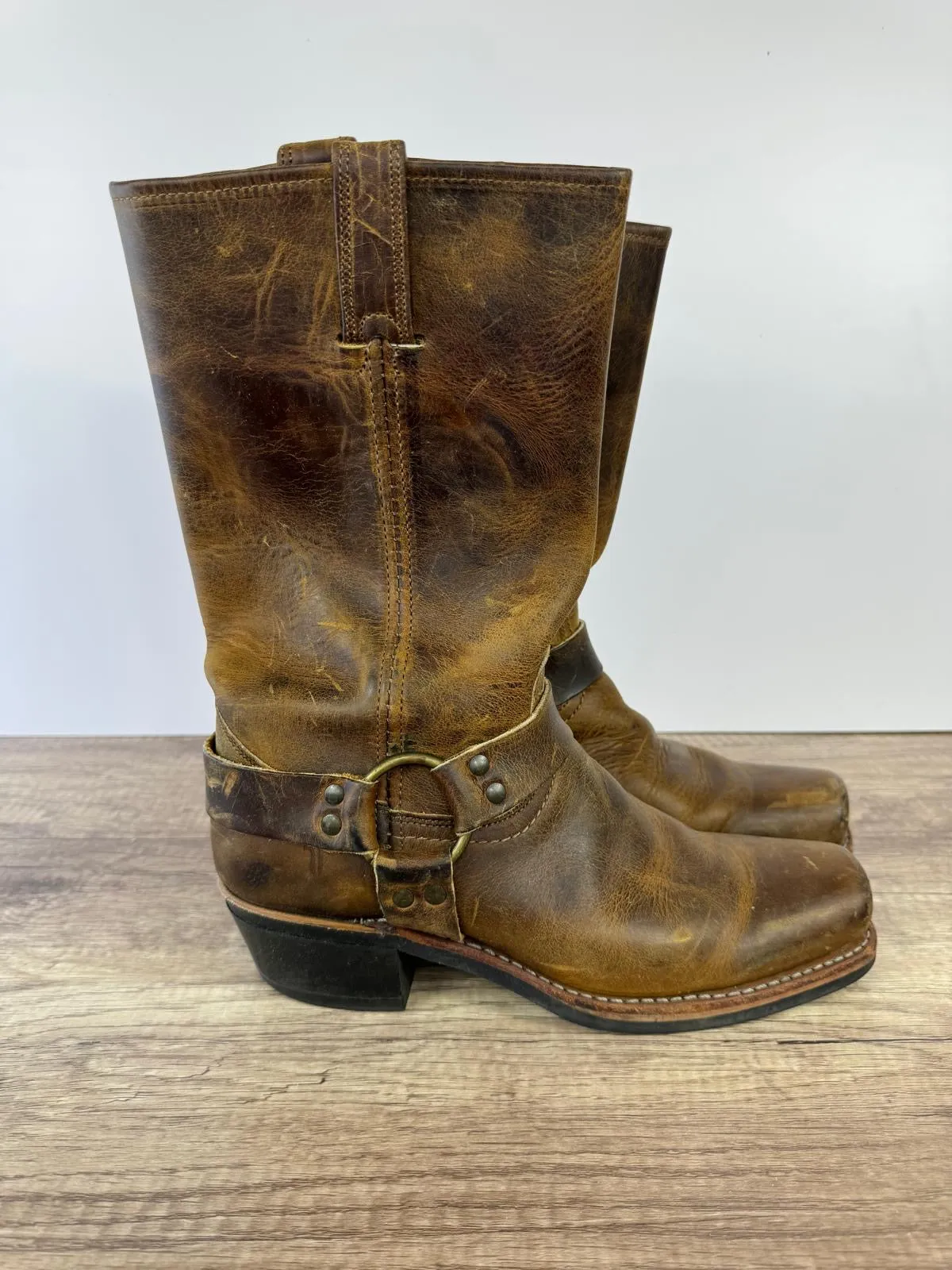 FRYE HARNESS LEATHER MOTO BIKER WESTERN BOOTS